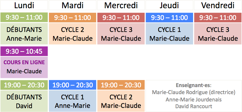 horaire automne 2022