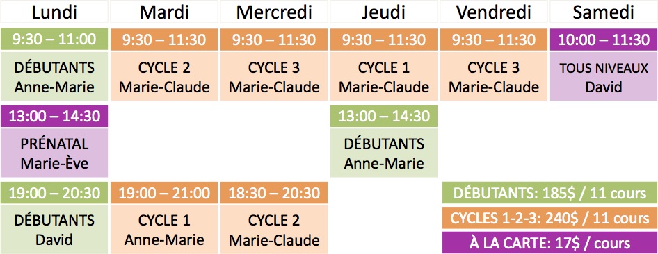 horaire hiver 2019