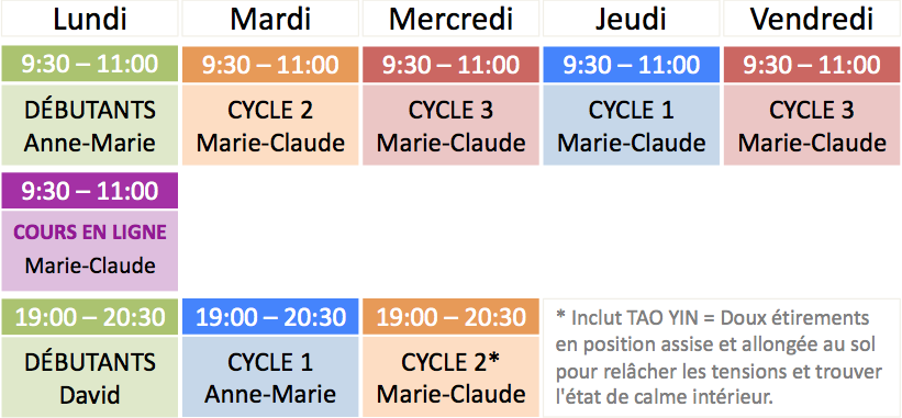 horaire automne 2023