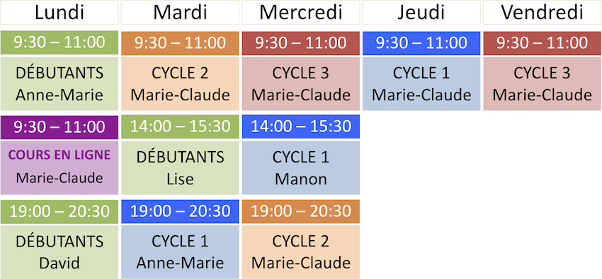 horaire automne 2026