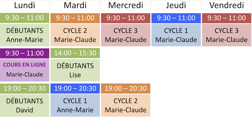 horaire printemps 2025