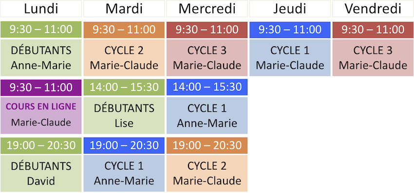 horaire printemps 2026